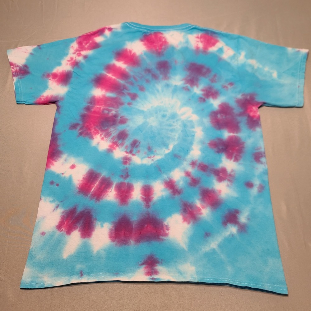 Hanes Tie Dye T-Shirt Mens Medium Blue Pink‎ Purple Spiral Short Sleeve Cotton